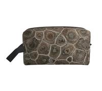 Petoskey Stone Print Toiletry Bag for Women Make Up Cosmetic Bag Jewelry Organizer Kit Storage Case Travel Accessories Essential Toiletries Purse Pouch