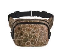 Petoskey Stone Print Unisex Square Double Layer Waist Bag Crossbody Fanny Pack Travel Workout Accessory, Black, One Size