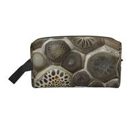 Petoskey Stone Printed Cosmetic Case with Handle, Lightweight Compact Storage for Makeup, Toiletries & Gadgets, Make up Organiser for Travel, School, Work