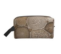 Petoskey Stone Printed Cosmetic Case with Handle, Lightweight Compact Storage for Makeup, Toiletries & Gadgets, Make up Organiser for Travel, School, Work