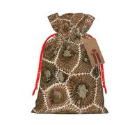 Petoskey Stone Printed Drawstring Plaid Linen Gift Bag Chic & Festive Gift Packaging For Party Decor