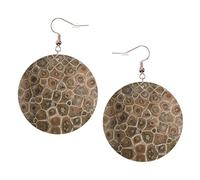 Petoskey Stone Printed Faux Leather Earrings Set For Women, 1 Pair Lightweight Dangle Drop Pierced Earrings Jewelry Gifts For Women