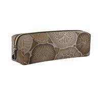 Petoskey Stone Printed Leather Pencil Case Cute Stationery Organizer Simple Makeup Bag Pen Pouch, Gold Zipper