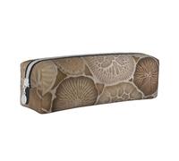 Petoskey Stone Printed Leather Pencil Case Simple Pen Pencil Pouch Office Large Pencil Bag Stationery Box for Men Women Teens Students
