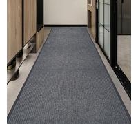 petour Commercial-Grade Entrance Mat 90 x 500cm Anti-slip Rubber Backing Heavy Duty Rubber Carpet Runners for Hallway,Kitchen,Home,High Traffic Area (Grey)