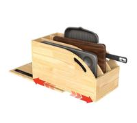 petour Pull out Cabinet Organizer, Wood Slide out Bakeware Organizer | 10.5''W x 21"D x 10.6"H Cabinet Cookware Storage Organizer for Pans Pot Lid, Cutting Board, Cookie Sheet, Backing Sheets Tray