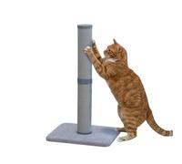 PetPals 26" Paper Rope Catnip Infused Scratching Post, 3 in 1 Cat Scratching Post with Full Body Self Cleaning Brush, for Kitten and Adult Cats, 2 Fluffy Toys, Grey