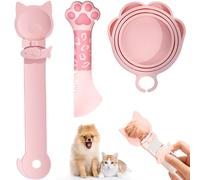 PETPAWLOVELY-Cat&Dog Food Can Covers Lids,Silicone Cat Food Spatula or Can Opener,Cat Treat Spoon.Multi-Function Cat Treat Dispenser Spoon,1 Lid&2 Spoon for Wet Food(Pink)