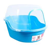 Petphabet Jumbo Hooded Cat Litter Box XXL, 63x48x43cm, Enclosed Litter Tray (Blue)