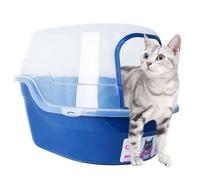 Petphabet large Cat Litter Tray Toilet Box gray, 63x48x43cm, Jumbo Hooded Cat Litter Tray with lid Extral Large Litter Box XXL Pet Litter Tray Navy