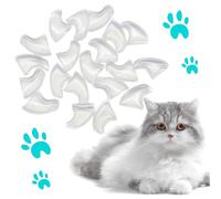 PetPhindU 100pcs Clear Cat Nail Caps with Adhesives and Applicators - Size M for Medium Cats