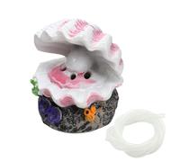 PetPhindU Aquarium Shell Decor Air Bubble Stone with Air Stone Bubbler Volcano Ornament Mini Cute Undersea Clam Pearl Ornaments for Fish Shrimp Crab Betta Tank (Pink,1PCS)