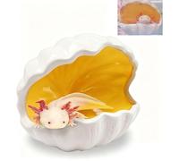 PetPhindU Axolotl Hide Shell Shape Ceramic Fish Tank Cave, Double Sided Glaze, Fish Tank Decor Shelter for Small Pet Frog Fish Betta (Extra Large, Pink) (White,1pcs)