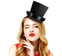 PetPhindU Black Mini Top Hat Headband for Women Men, Costume Hat with Adjustable Headband, Ringmaster Circus Master Cosplay Accessory for Halloween Party Stage Performance