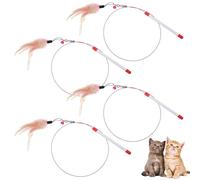 PetPhindU Cat Feather Toy 4PCS, Cat Toys for Indoor Cats Interactive Cat Feather Wand Cats Feather Toys for Bored Indoor Cat Chase and Exercise