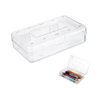 PetPhindU Plastic Pencil Box 5 x 8 Inch, Large Capacity Clear Box with Snap Tight Lid, Stackable Design Hard Storage Box for Pencils Pens Crayons Office and Studying Supplies