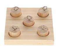 PetPhindU Wooden Puzzle Foraging Activity with Stainless Steel Rings for Parakeets, Cockatiels and Conures - Interactive Training Station for Cognitive Development and Chewing