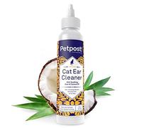 Petpost | Cat Ear Cleaner - Best Ear Remedy for Cats - Natural Coconut Oil Treatment Drops - Alcohol & Medicine Free 237 ml