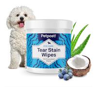 Petpost | Tear Stain Remover Wipes - Presoaked Cotton Pads - Best Natural Eye Crust Treatment for White Fur - Maltese Angels Approved - Chemical and Bleach Free 100 ct