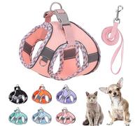 PETPUBGNZS Cute Plaid Pink Dog Harness for Small Dogs, Soft Mesh, No Pull, Easy Walk, Reflective Whole Body, Step in Puppy Harness Vest, Cat, Chihuahua, Yorkie, Shih Tzu, Pink, S
