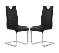petra black faux leather dining chairs in pair
