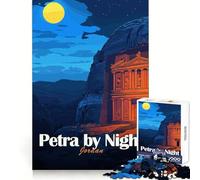 Petra by Night, Jordan Teenagers 1000 Piece Jigsaw Puzzle Cognitive Recall Peaceful Recreation Sharp Cut size 38x26cm