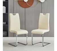 petra cream faux leather dining chairs in pair