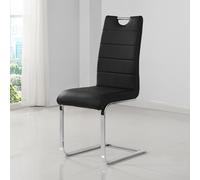 petra faux leather dining chair in black