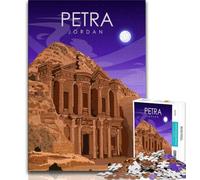 Petra Jordan Travel Poster 1000 Piece Jigsaw Puzzles for Teenagers,Help The Brain Exercise Addictive Toys to Cultivate Patience Unique Challenge Game 38x26cm