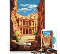 Petra Jordan Travel Poster 1000 Piece Jigsaw Puzzles for Teenagers Mind Challenge Toy Quiet Hobby Precise Cut Seasonal Gift (38x26cm)