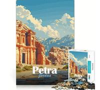Petra Jordan Vintage Poster 1000 Piece Jigsaw Puzzle for Adults Smart Reason Toy Home Enjoy Sharp Edge Santa Wish Item (38x26cm)