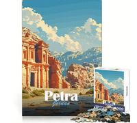 Petra Jordan Vintage Poster 1000 Piece Jigsaw Puzzle for Adults Smart Reason Toy Home Enjoy Sharp Edge Santa Wish Item (38x26cm)