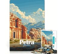 Petra Jordan Vintage Poster Jigsaws 1000 Pieces for Adults Cognitive Toy Together Fun Image Assembly Art Collection Piece (38x52cm)