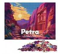 Petra National Park Illustration Jigsaw Puzzle for Adults, 500 Pieces | A hands-on home pastime - a simple way to organise the image in spare time.