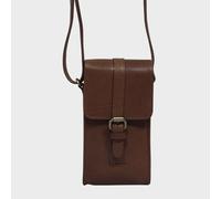 'PETRA' Polished VT Real Leather Mobile Phone Crossbody Bag Assots London Brown One Size