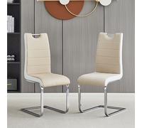 petra taupe and white faux leather dining chairs in pair