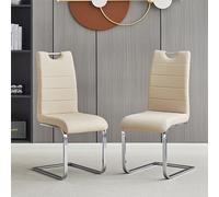 petra taupe faux leather dining chairs in pair