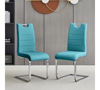petra teal faux leather dining chairs in pair