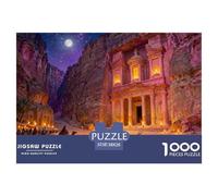 Petra Treasury Moonlight Wooden Jigsaw Puzzle Waterproof 1000 Piece Puzzles for Adults Gifts Challenging And Brainteasing Home Decoration