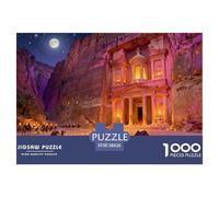 Petra Treasury Moonlight Wooden Jigsaw Puzzle Waterproof 1000 Piece Puzzles for Adults Gifts Challenging And Brainteasing Home Decoration