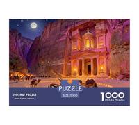 Petra Treasury Moonlight Wooden Jigsaw Puzzle Waterproof 1000 Piece Puzzles for Adults Gifts Fun Challenging Games