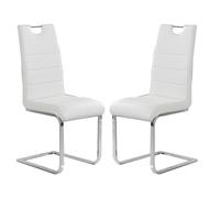 petra white faux leather dining chairs in pair