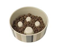 PetRageous 12017 Metro Slowfeed Dishwasher Safe Dog Food Bowl with 4-Cup Capacity 7-Inch Diameter 2.25-Inch Tall for Medium and Large Dogs and Cats, Multi-Colored,Off-White