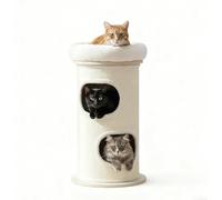 PetRhein Sisal Scratching Post with Cave and Plush Edge, Height 89 cm, Sturdy Cat Tree for Small and Large Cats, Perfect Claw Care & Activity, Lying Surface on Top on Small Footprint, Diameter 48 cm