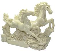 Petrichor Victory Galloping Red Running Horses Pair Figurine for Positive Energy Vibrations (Small - White)
