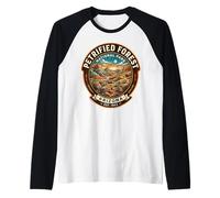 Petrified Forest National Park Arizona Retro Landscape Badge Raglan Baseball Tee
