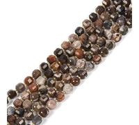 Petrified Wood Fossil 8mm Natural Gemstone Faceted Cube Dice Square Beads Strand 15.5 inch Micro Faceted Laser Diamond Cut Beads for DIY Jewelry Making