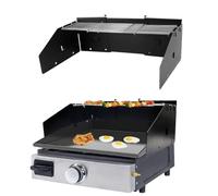 Petrirufun Universal Wind Guard and Griddle Warming Rack Set for Griddle from 16" to 28" Without Hood, Wind Screen and Cooking Grid Grill Parts for Blackstone 17" & Other with Front Grease