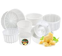 PetriStor 7pcs Cheese Making Kit Beginners №1 - Soft Cheese Molds + Cheese Mold with a Follower Piston - Cheese Making Supplies - Cream Cheese Form Mold Basket