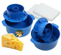 PetriStor Cheese Making Kit - 2 pcs Cheese Mold with a Follower Piston Blue and Cotton Cheesecloth - Cheese Making Basket - Molde Para Queso - Cheese Form Mold